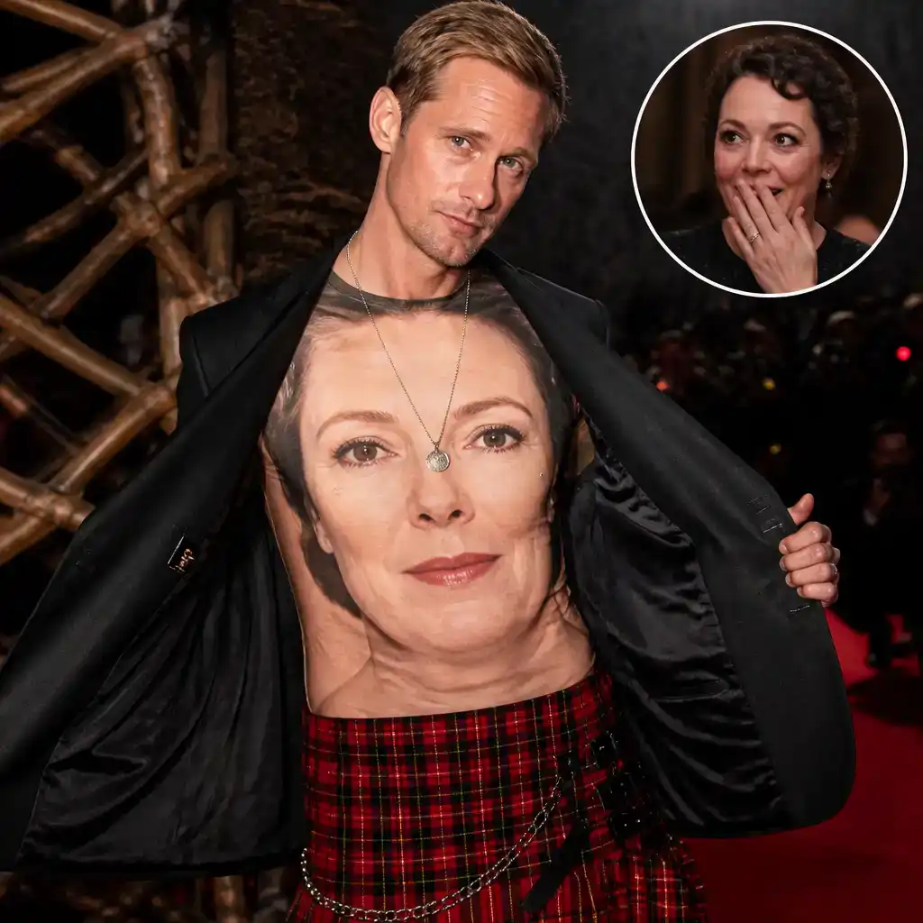 Alexander Skarsgård Turns Heads at Wicker Premiere With Bizarre Olivia Colman Tribute