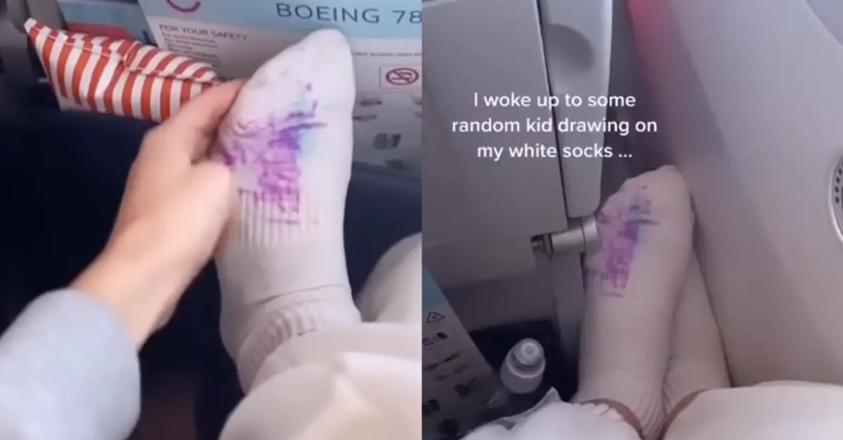 Plane Passenger Says She Woke up to Child Drawing On Her Socks